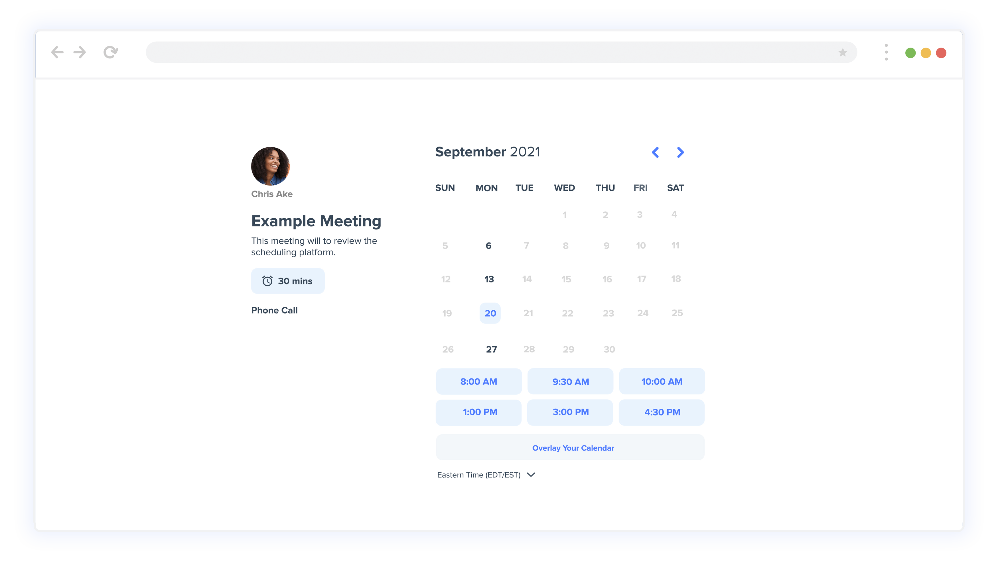 Scheduling Page Calendar View