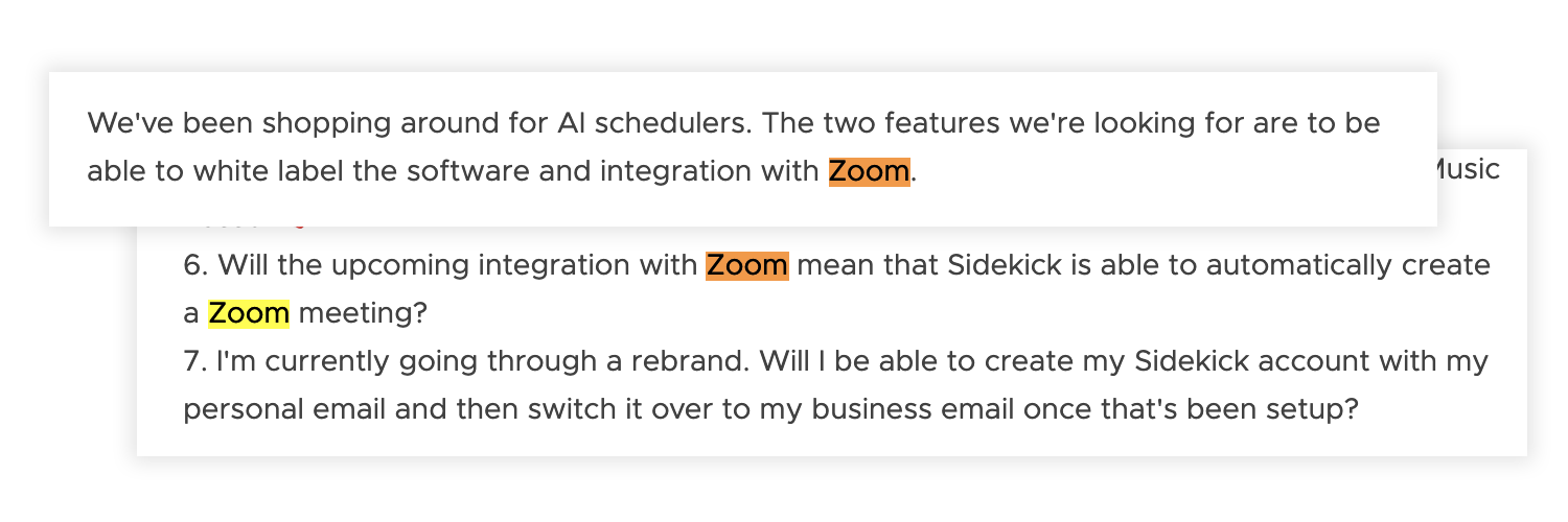 Zoom Video Meeting Requests for Sidekick Ai