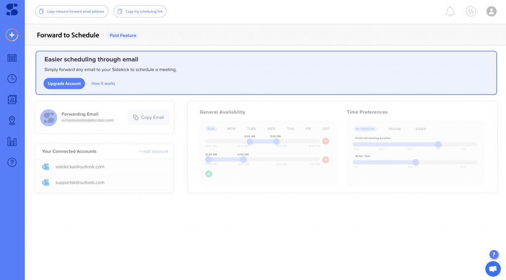 Sidekick Ai scheduling software Forward to Schedule